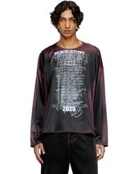 DIESEL - Long-sleeve Tech-jersey T-shirt With Lyrics Print - Lyst