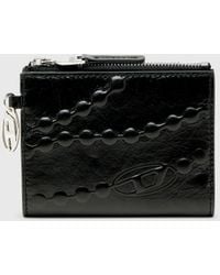 DIESEL - Leather Bi-Fold Wallet With Embossed Chain Motif - Lyst