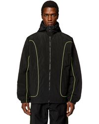 DIESEL - Wattierte Jacke mit Kapuze aus geknittertem Nylon - Lyst