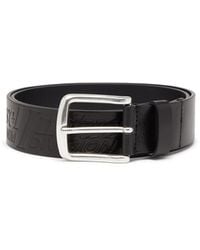 DIESEL - 4 Cm Leather Belt With Engraved Logo - Lyst