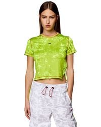 DIESEL - Cropped T-shirt With Cloudy Print - Lyst