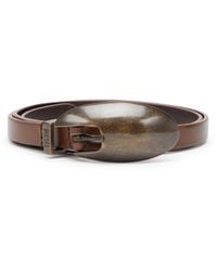 DIESEL - 1.5Cm Slim Leather Belt With Sculptural Buckle - Lyst