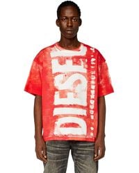 DIESEL - T-shirt With Maxi Bleeding Logos - Lyst