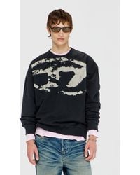 DIESEL - Cotton Sweatshirt With Flocked Oval D - Lyst