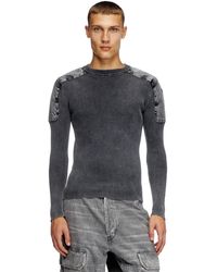 DIESEL - Jumper With Contrast Shoulder Panels - Lyst