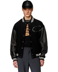 DIESEL - Varsity Bomber Jacket In Wool And Leather - Lyst