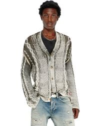 DIESEL - Treated Cable-Knit Cardigan - Lyst