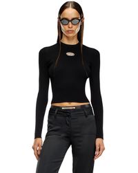 DIESEL - Rib-knit Viscose-blend Top With Oval D - Lyst