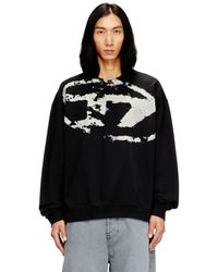 DIESEL - Sweatshirt With Distressed Flocked Logo - Lyst