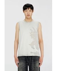 DIESEL - Sleeveless Jersey Top With Embossed Graphics - Lyst