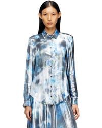 DIESEL - Metallic Shirt With Blurred Roses Print - Lyst