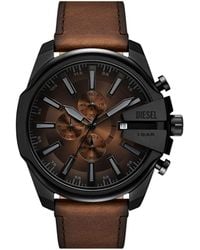 DIESEL - Mega Chief Slim Leather Watch - Lyst