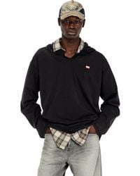 DIESEL - Long-Sleeve T-Shirt With Flannel Hood - Lyst