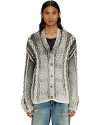 DIESEL - Treated Cable-Knit Cardigan - Lyst