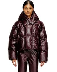 DIESEL - Burgundy Hooded Puffer Jacket - Lyst