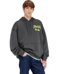 DIESEL - Cotton Hoodie With Flocked Graphics - Lyst
