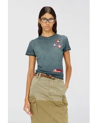 DIESEL - T-Shirt With Patches And Microwaffle Sides - Lyst