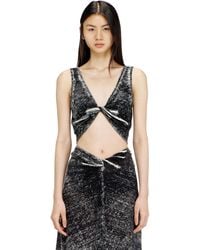 DIESEL - Twist-Front Linen Tank With Reverse Print - Lyst
