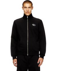 ★DIESEL★ S Gander Half Zip-up Sweatshirt Black A121340KJAN Men's Half-zip shirt in jersey and poplin | Black | Diesel