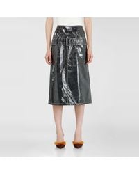 DIESEL - Patent-Leather Midi Skirt With Belt - Lyst