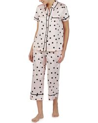 Kate Spade Dot Print Charmeuse Cropped Pajama Set - Pink
