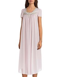 Miss Elaine Silk Essence Solid Long Nightgown - Pink