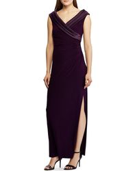 xscape chiffon gown charcoal gray