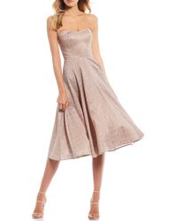 Dress the Population Vivienne Metallic Jacquard Sweetheart Sleeveless A-line Dress - Multicolour