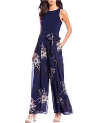 floral detail chiffon jumpsuit vince camuto