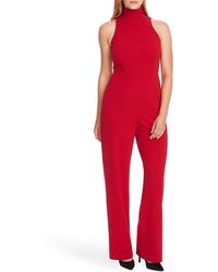 Vince Camuto Sleeveless Mock Neck Crepe Ponte Jumpsuit - Red