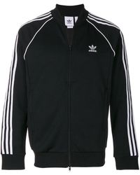 adidas Synthetic Men's Three-stripe Warm-up Jacket in Black/Red (Black ...