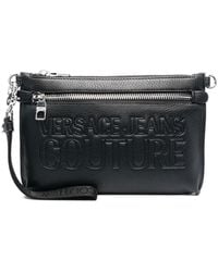 Versace Jeans Couture Pochette Con Logo Goffrato - Nero