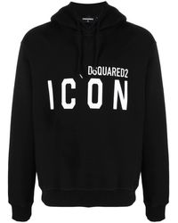 gym and workout clothes Sweatshirts DSquared² Icon Ciro Print Cotton Jersey Sweatshirt in White for Men Mens Clothing Activewear 