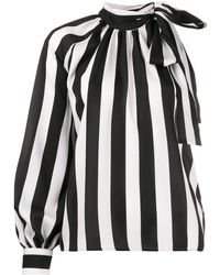 MSGM Blusa Senza Manica A Righe - Bianco