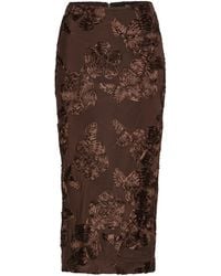 ROTATE BIRGER CHRISTENSEN - Gonna A Tubino Con Motivo Floreale Marrone - Lyst