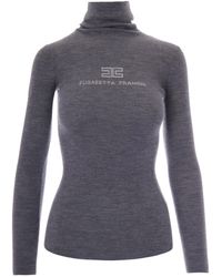 Elisabetta Franchi - Dolcevita Costine Grigia Avorio - Lyst