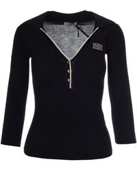 Elisabetta Franchi - Polo Costine Nero Burrro - Lyst