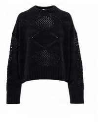 Liu Jo - Maglia Traforata Perline Nera - Lyst