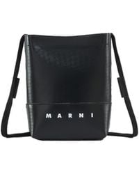 Marni - Borsa A Tracolla Nera Con Logo - Lyst
