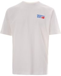 New Balance - T-Shirt Athletics Premium Logo Sea Salt - Lyst