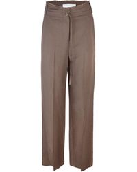 Patrizia Pepe - Pantalone Adatto Regolare Nella Viscosa Marrone Essenziale - Lyst