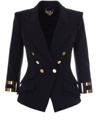 Elisabetta Franchi - Blazer Logo Gioiello Nero - Lyst