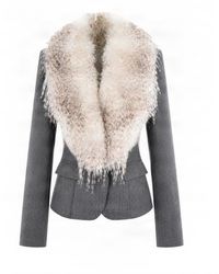 Elisabetta Franchi - Fur Collar Tailored Jacket - Lyst