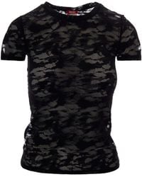 DIESEL - Sheer Lace Short Sleeve Top - Lyst