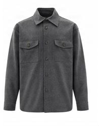 Paolo Pecora - Overshirt Tinta Unita Grigio Melange - Lyst