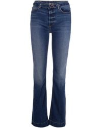 Pinko - Flared Jeans With Love Birds Motif - Lyst