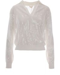 Liu Jo - Maglia Bianco Lana Sequins - Lyst