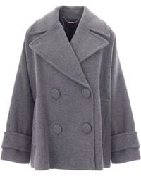 Liu Jo - Cappotto Oversize Grigio Medio Melange - Lyst