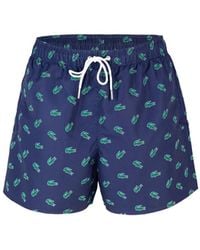 Lacoste - Costume Blu Con Stampa Coccodrillo - Lyst