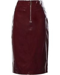 Self-Portrait - Glossy Back Slit Faux Leather Midi Skirt - Lyst